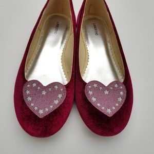 Girls Red Velvet Shoes Ballet Flats